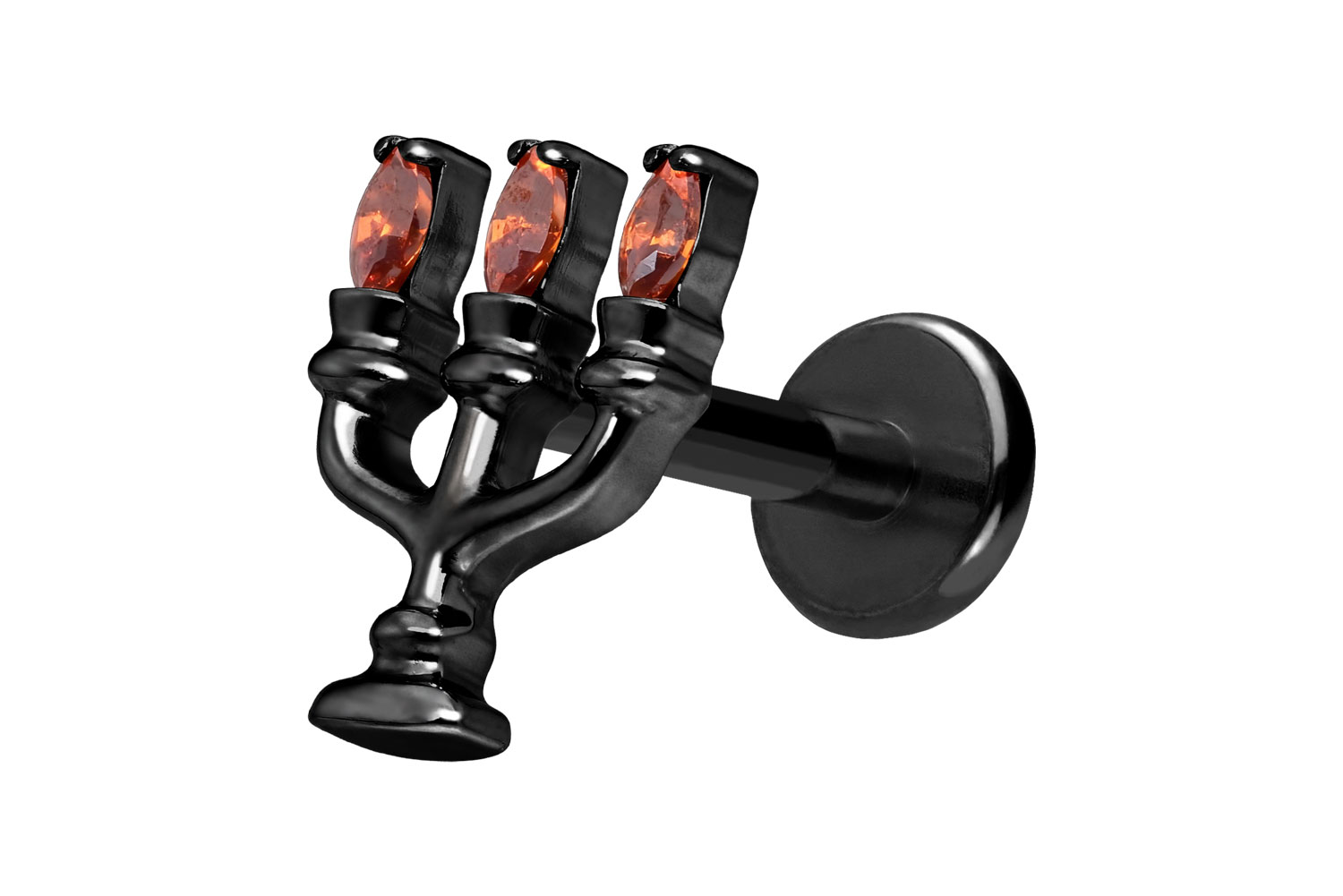 Titan Labret Piercing mit Push Fit KERZENLEUCHTER